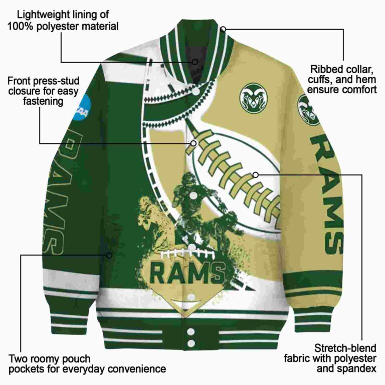 colorado state rams baseball stitching gold white jacket new arrival