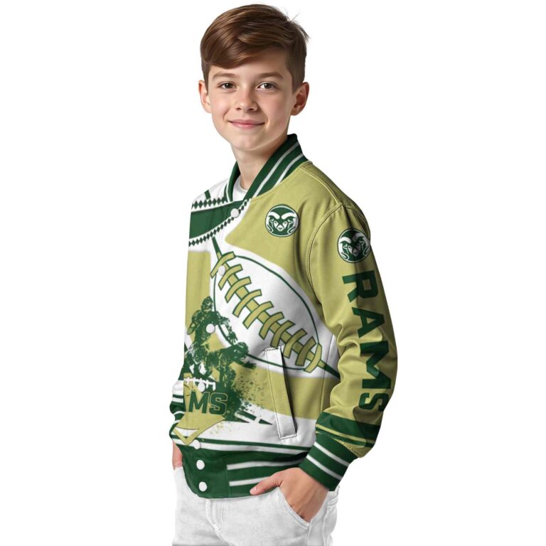 colorado state rams baseball stitching gold white jacket trendy