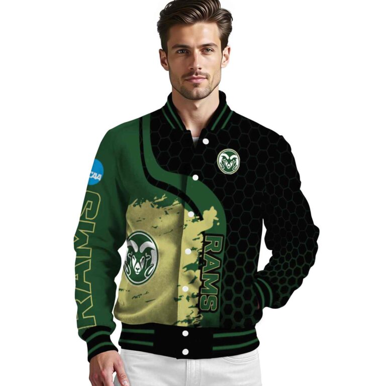 colorado state rams hexagonal pattern green black jacket high quality