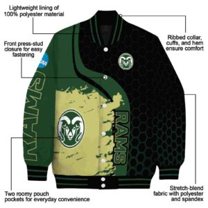 colorado state rams hexagonal pattern green black jacket new arrival