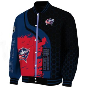 columbus blue jackets hexagonal pattern navy blue black jacket best selling