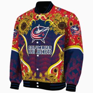 columbus blue jackets sunflower bloom navy blue yellow jacket best selling