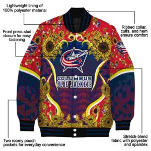 columbus blue jackets sunflower bloom navy blue yellow jacket new arrival