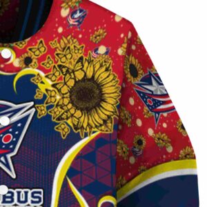 columbus blue jackets sunflower bloom navy blue yellow jacket premium grade