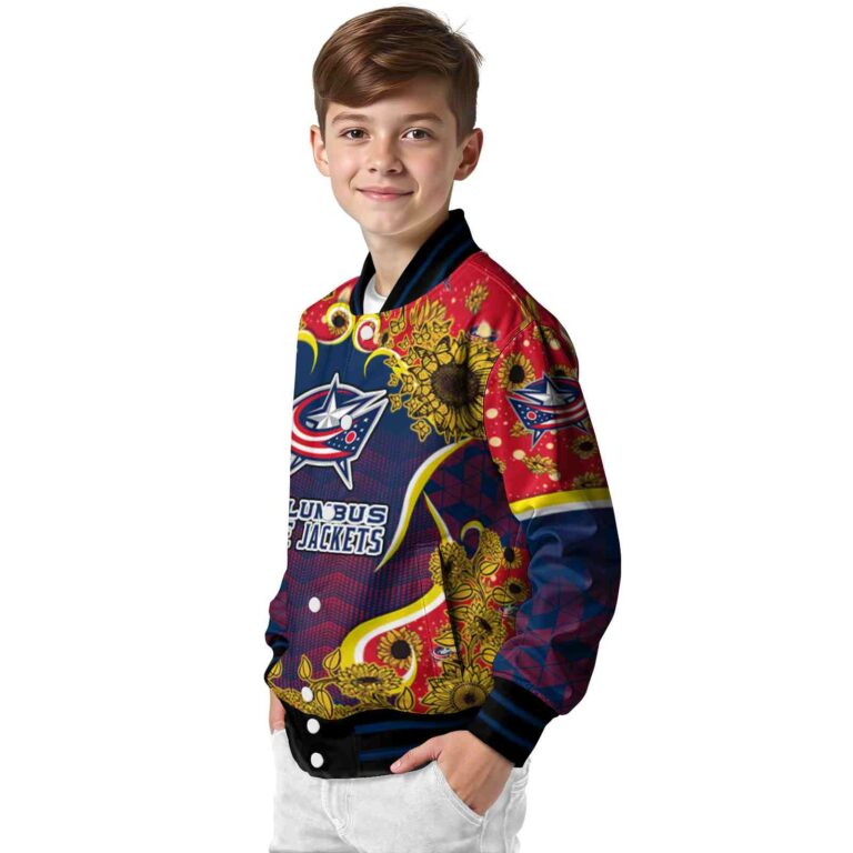 columbus blue jackets sunflower bloom navy blue yellow jacket trendy