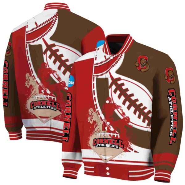 cornell big red baseball stitching brown white jacket fashion forward