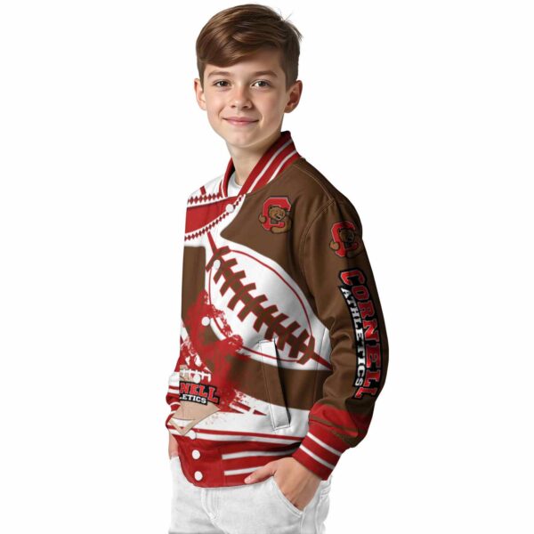 cornell big red baseball stitching brown white jacket trendy