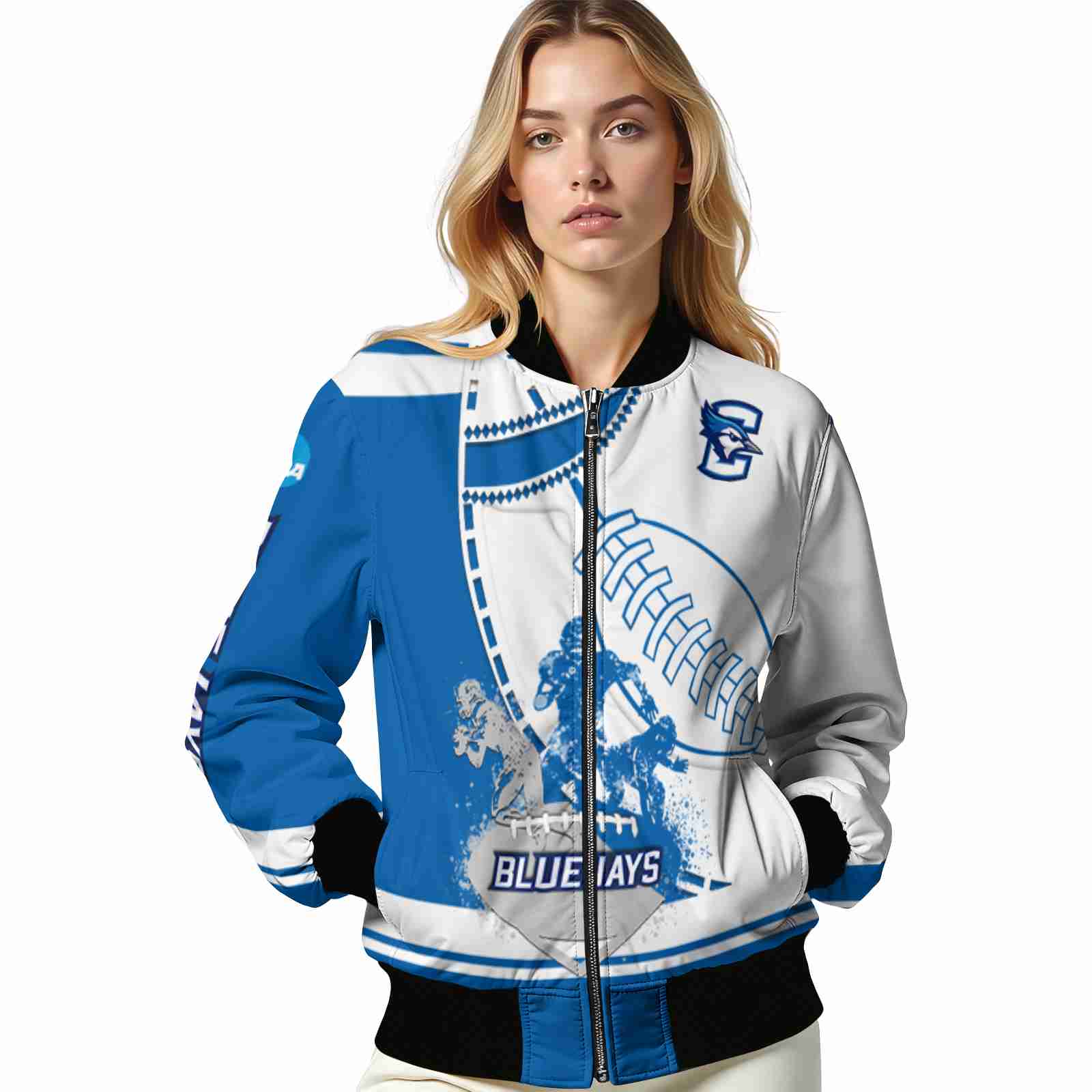 creighton bluejays baseball stitching white jacket latest model creighton bluejays baseball stitching white jacket latest model