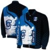 creighton bluejays hexagonal pattern blue black jacket fashion forward