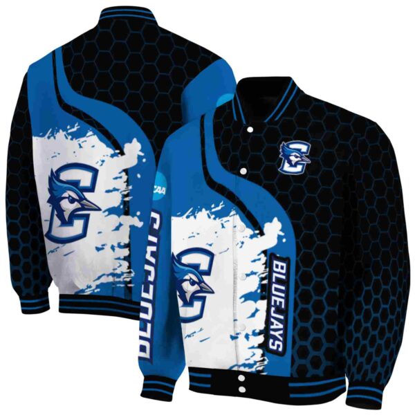 creighton bluejays hexagonal pattern blue black jacket fashion forward