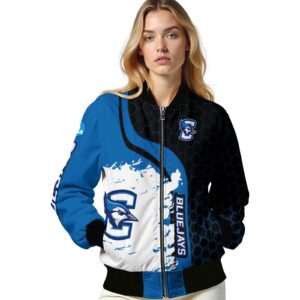creighton bluejays hexagonal pattern blue black jacket latest model