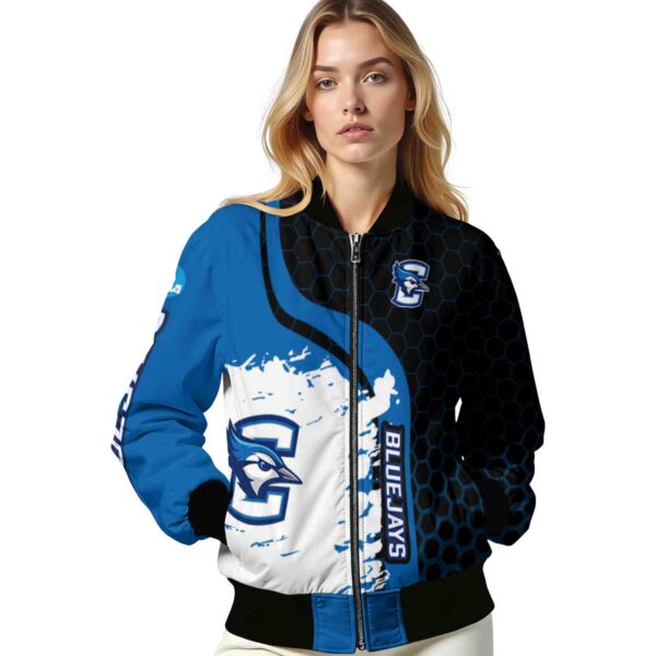 creighton bluejays hexagonal pattern blue black jacket latest model