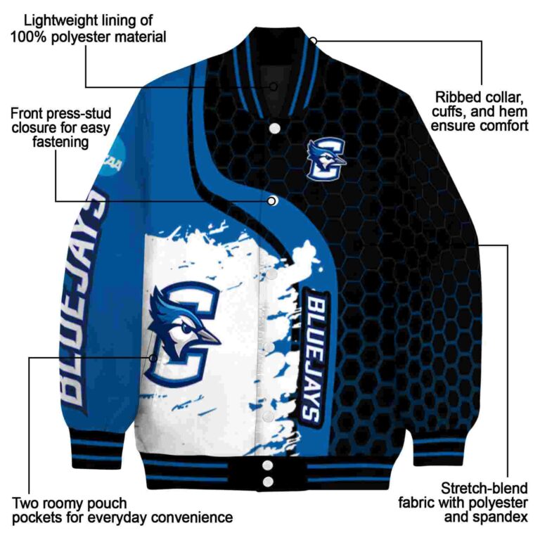 creighton bluejays hexagonal pattern blue black jacket new arrival