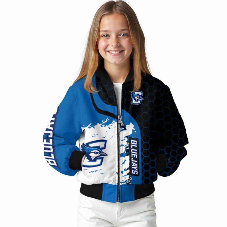 creighton bluejays hexagonal pattern blue black jacket top rated