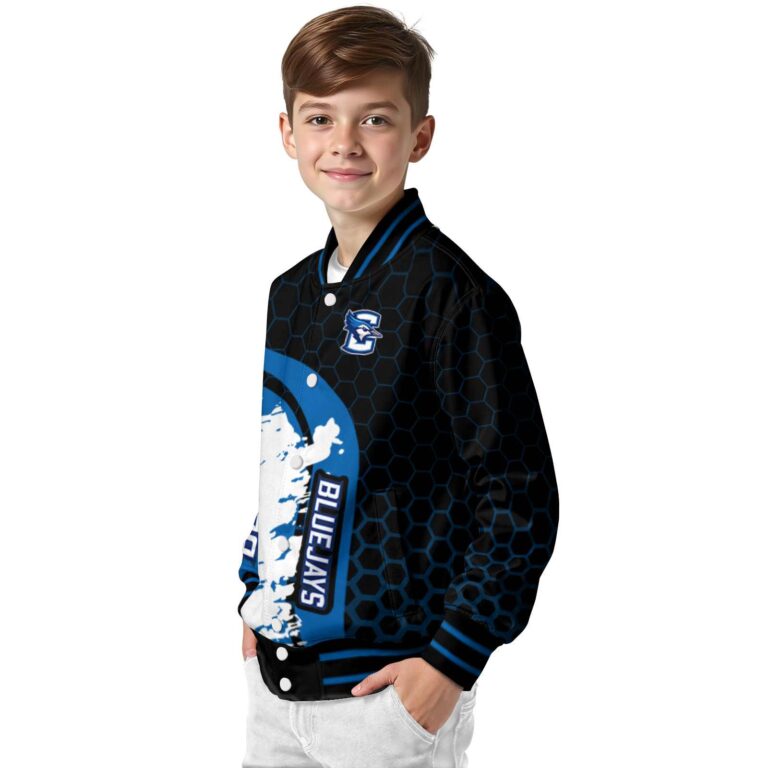 creighton bluejays hexagonal pattern blue black jacket trendy
