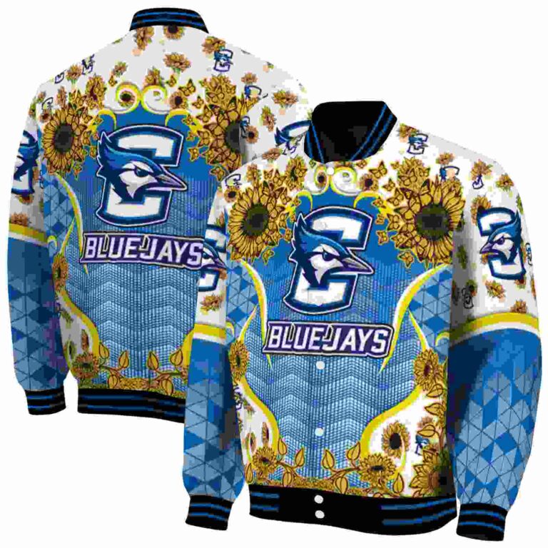 creighton bluejays sunflower bloom blue yellow jacket fashion forward