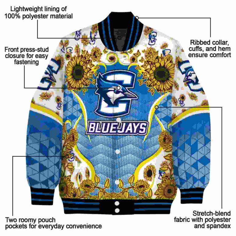 creighton bluejays sunflower bloom blue yellow jacket new arrival