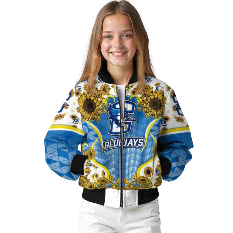 creighton bluejays sunflower bloom blue yellow jacket top rated