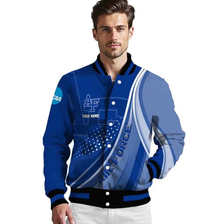 custom air force falcons wave patterns blue jacket high quality