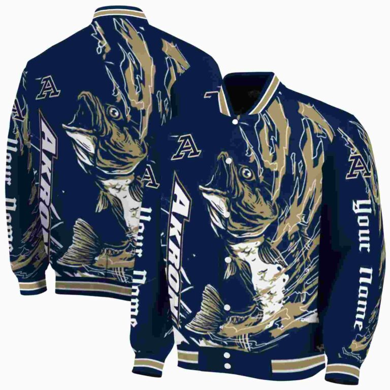 custom akron zips fishing passion blue white jacket fashion forward