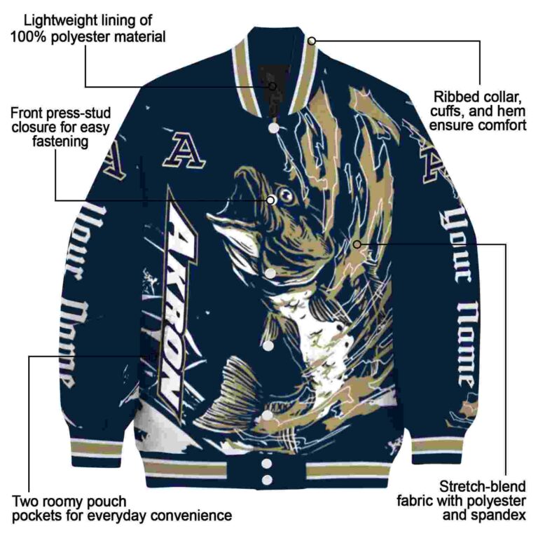 custom akron zips fishing passion blue white jacket new arrival