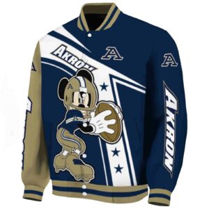 custom akron zips mickey football blue white jacket best selling