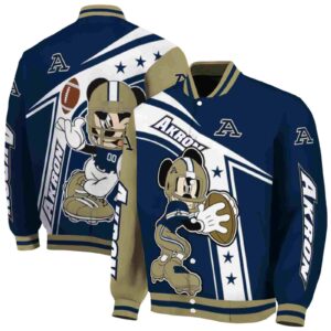custom akron zips mickey football blue white jacket fashion forward