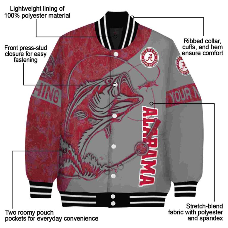 custom alabama crimson tide fishing rod gray jacket new arrival