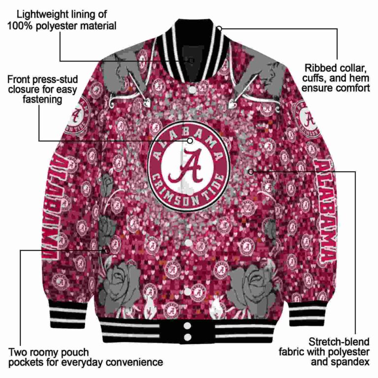 custom alabama crimson tide heart explosion crimson jacket new arrival