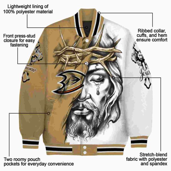 custom anaheim ducks jesus tears gold white jacket new arrival