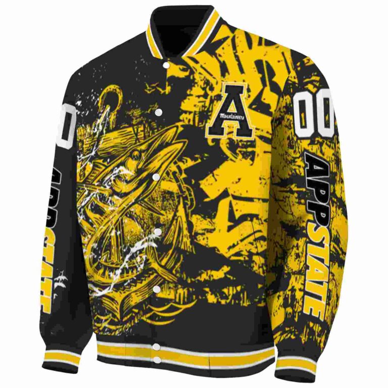 custom appalachian state mountaineers fishing art black jacket best selling