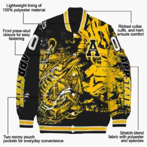 custom appalachian state mountaineers fishing art black jacket new arrival