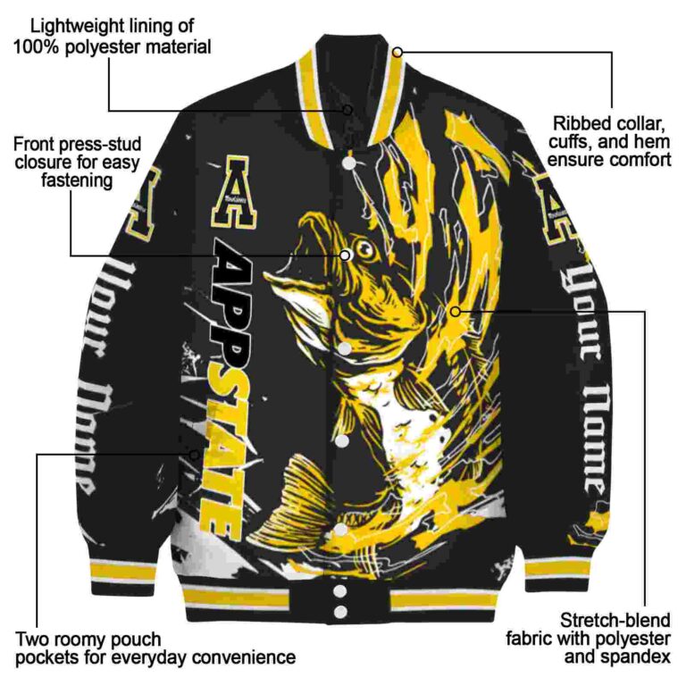custom appalachian state mountaineers fishing passion black white jacket new arrival