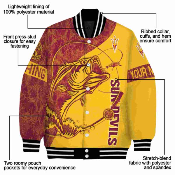 custom arizona state sun devils fishing rod gold jacket new arrival