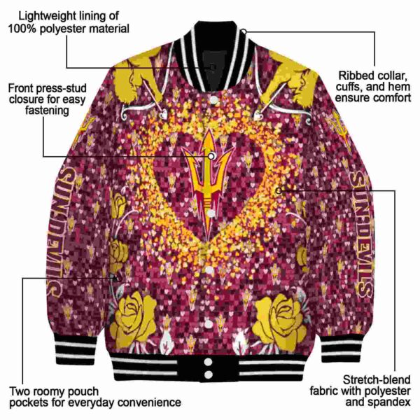 custom arizona state sun devils heart explosion maroon jacket new arrival