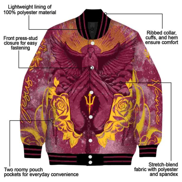 custom arizona state sun devils praying hands maroon jacket new arrival