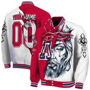 custom arizona wildcats jesus tears red white jacket fashion forward