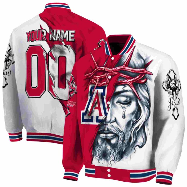 custom arizona wildcats jesus tears red white jacket fashion forward