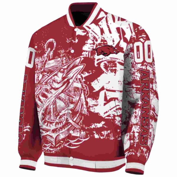 custom arkansas razorbacks fishing art red jacket best selling