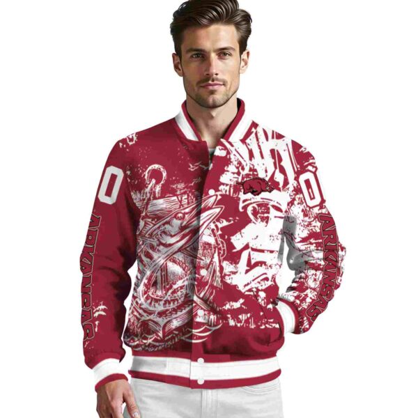custom arkansas razorbacks fishing art red jacket high quality