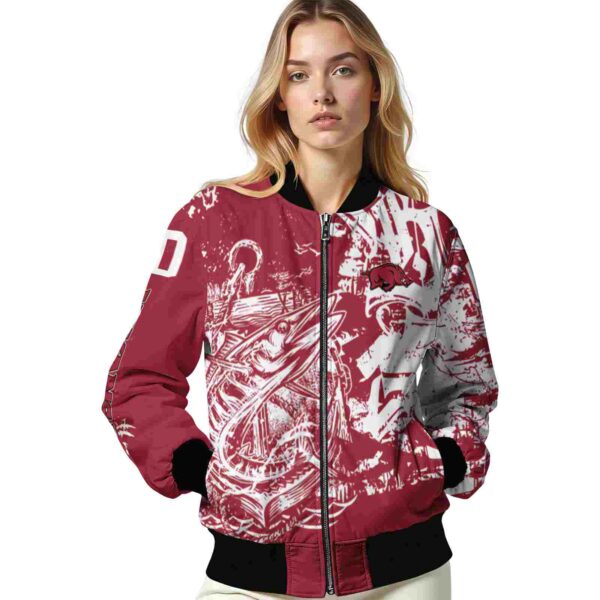 custom arkansas razorbacks fishing art red jacket latest model