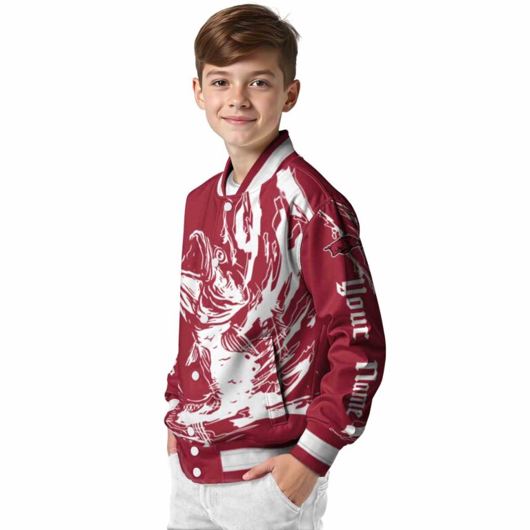 custom arkansas razorbacks fishing passion red white jacket trendy