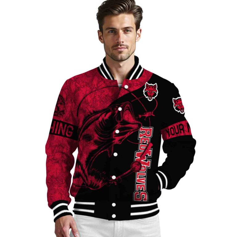 custom arkansas state red wolves fishing rod black jacket high quality