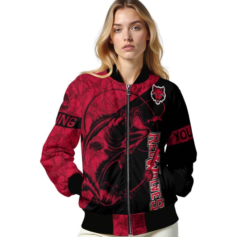 custom arkansas state red wolves fishing rod black jacket latest model