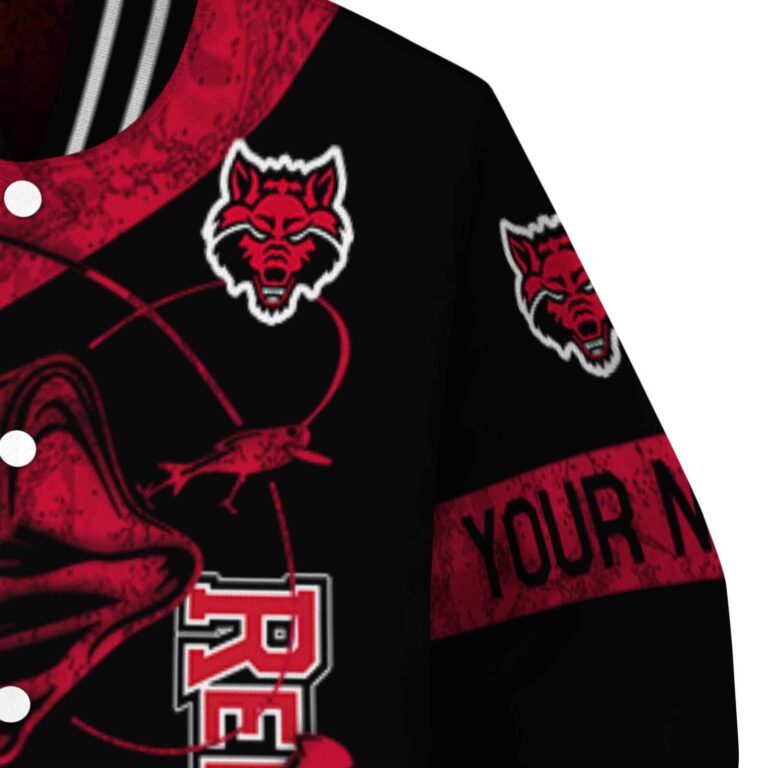 custom arkansas state red wolves fishing rod black jacket premium grade