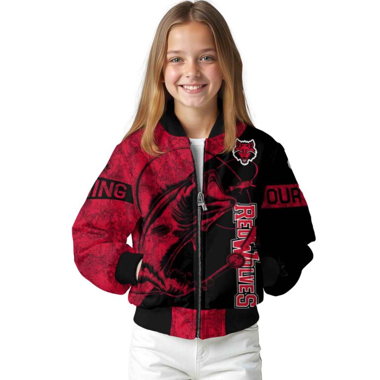 custom arkansas state red wolves fishing rod black jacket top rated