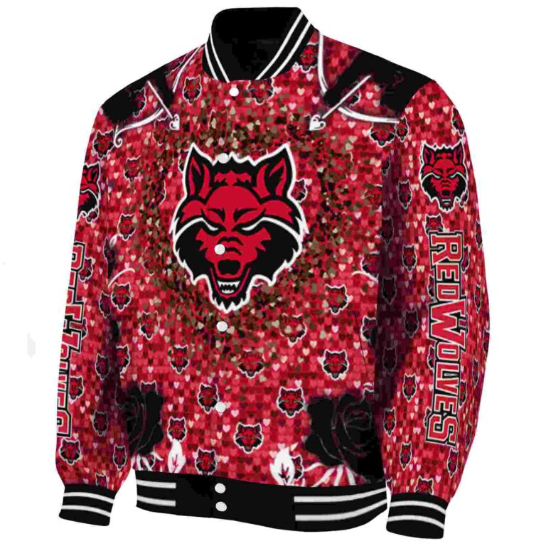 custom arkansas state red wolves heart explosion scarlet jacket best selling