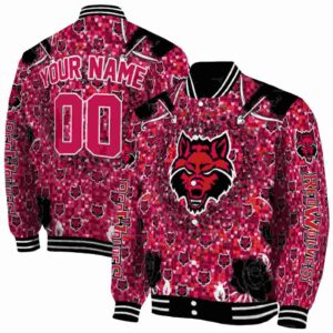 custom arkansas state red wolves heart explosion scarlet jacket fashion forward