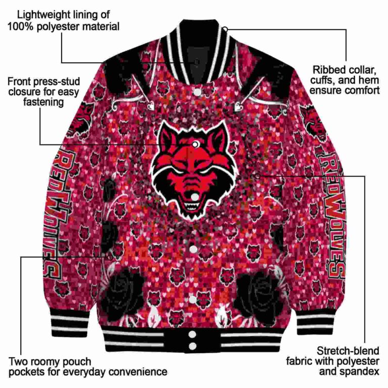 custom arkansas state red wolves heart explosion scarlet jacket new arrival