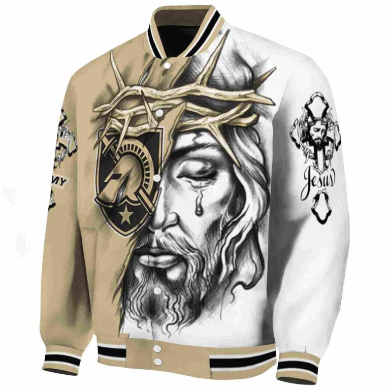 custom army black knights jesus tears gold white jacket best selling